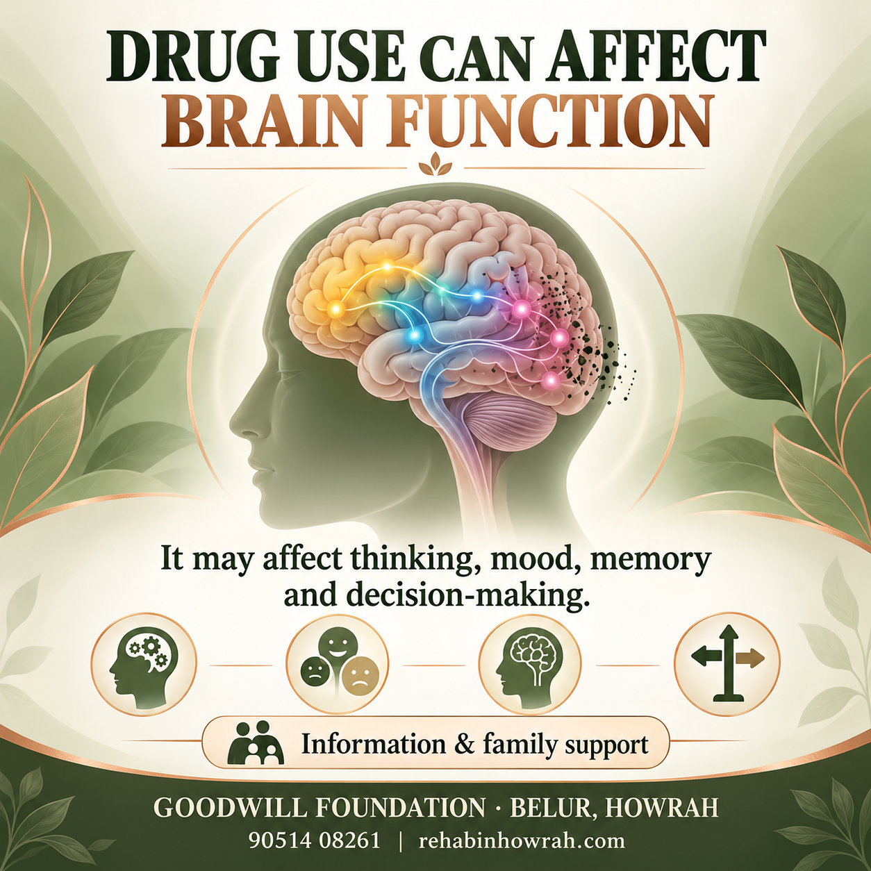 Drug use can affect brain function — awareness information from Goodwill Foundation
